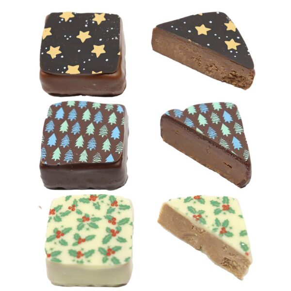 Assortment printed pralines christmas